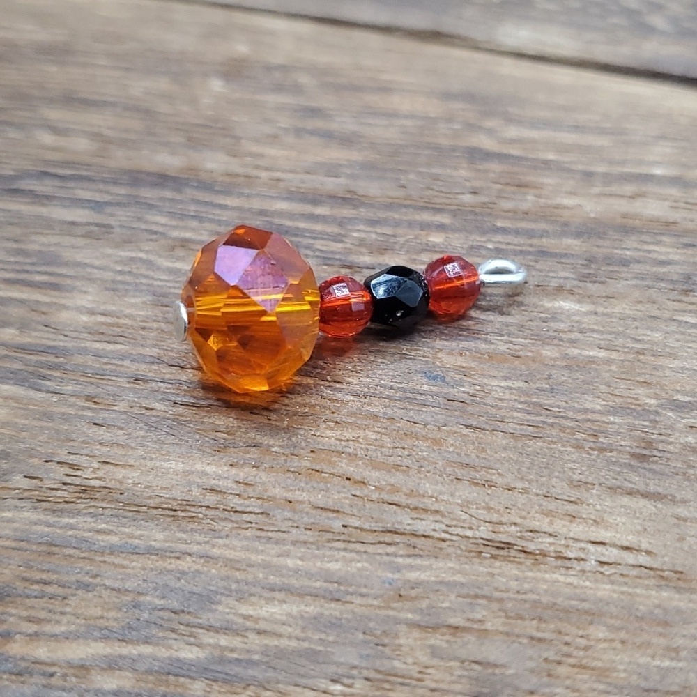 Brilliant sparkle orange crystal beaded drop pendant